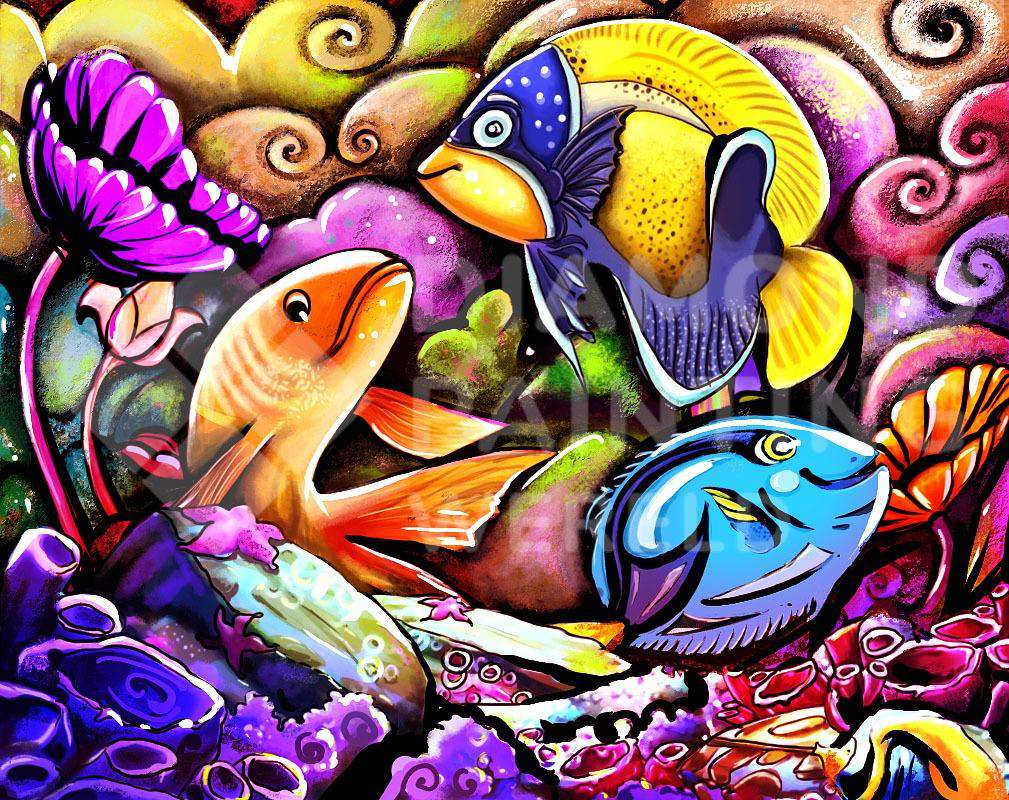 Angeln im Farbenmeer - Diamond Painting Motiv