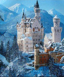 Winterschloss Landschaftsmotiv - Diamond Painting