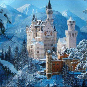 Winterschloss Landschaftsmotiv - Diamond Painting