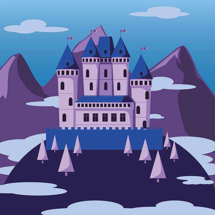 Winterschloss - Diamond Painting mit verschneitem Schlossmotiv