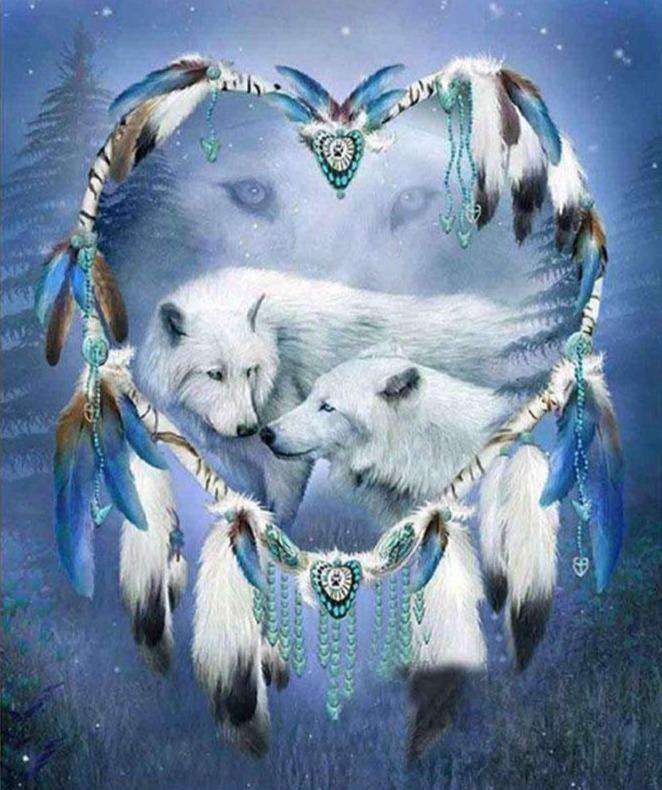 Weißer Wolf - Diamond Painting Wildtiermotiv