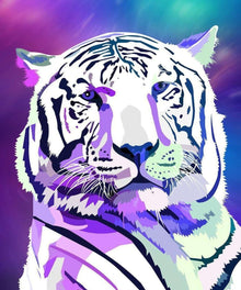 Weiße Tigergalaxie - Diamond Painting Tigermotiv