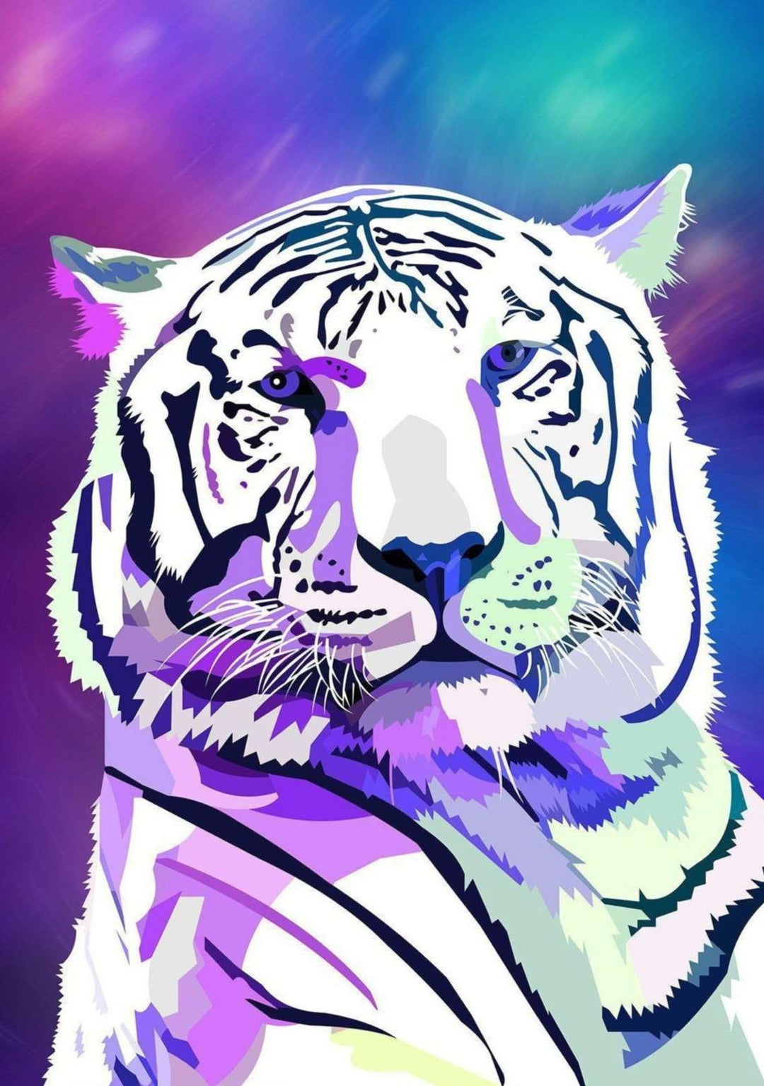 Weiße Tigergalaxie - Diamond Painting Tigermotiv