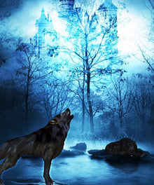 Wolf und Schloss - Diamond Painting Tiermotiv