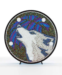 Runde Diamond Painting Lampe mit heulendem Wolf