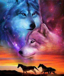 Wölfe und Pferde - Diamond Painting Tiermotiv