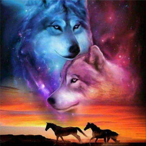 Wölfe und Pferde - Diamond Painting Tiermotiv