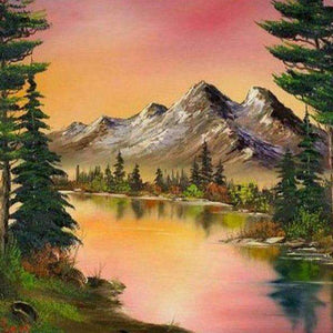 Bergsee mit Bergen Diamond Painting