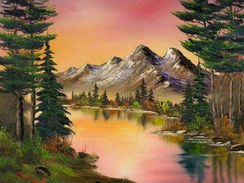 Bergsee mit Bergen Diamond Painting