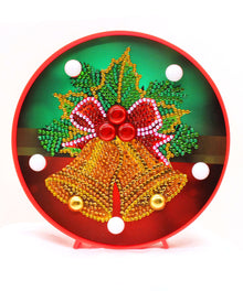 Runde Weihnachtsglocken Diamond Painting Lampe mit roter Schleife
