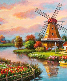 Zaanse Schans Windmühlen - Diamond Painting Landschaftsmotiv