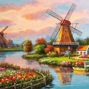 Zaanse Schans Windmühlen - Diamond Painting Landschaftsmotiv