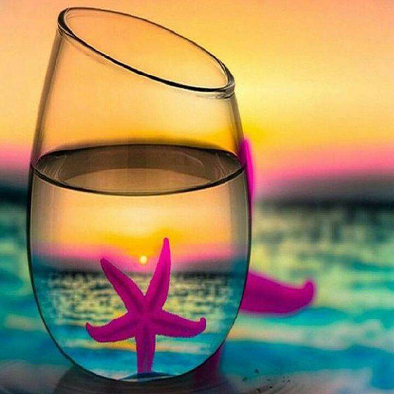 Seestern im Glas - Diamond Painting Meeresmotiv