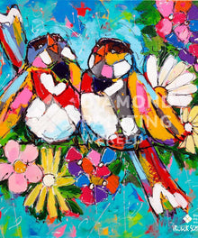Sommerliche fröhliche Vögel - Diamond Painting Vogelmotiv