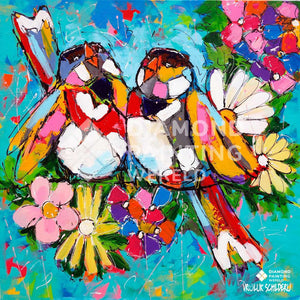 Sommerliche fröhliche Vögel - Diamond Painting Vogelmotiv