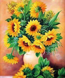 Sommersonnenblumen in Vase - Diamond Painting Blumenmotiv