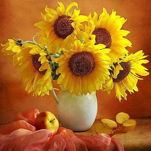 Sonnenblumen und Äpfel - Diamond Painting Blumen Motiv