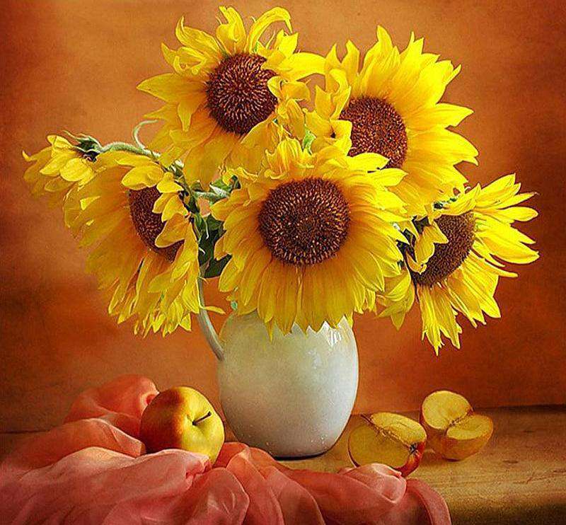 Zonnebloemen en Appels