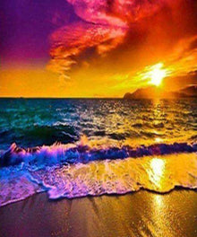 Sonnenuntergang Surfstrand Meer - Diamond Painting Meeresmotiv