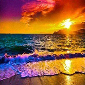 Sonnenuntergang Surfstrand Meer - Diamond Painting Meeresmotiv