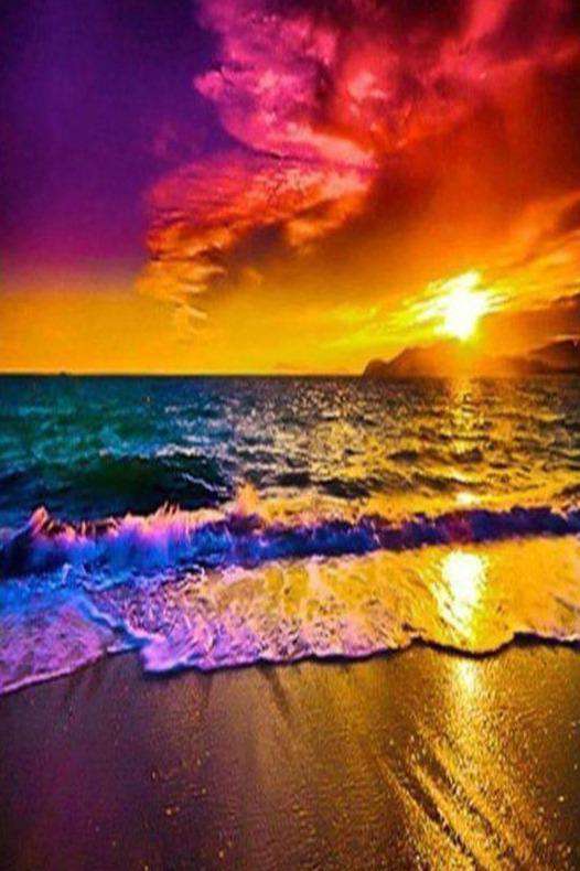 Sonnenuntergang Surfstrand Meer - Diamond Painting Meeresmotiv