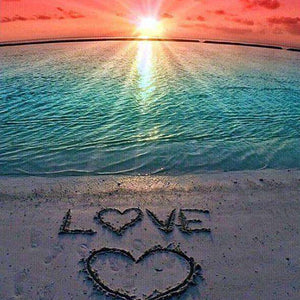 Sonnenuntergang Meer Liebe - Diamond Painting Meeresmotiv