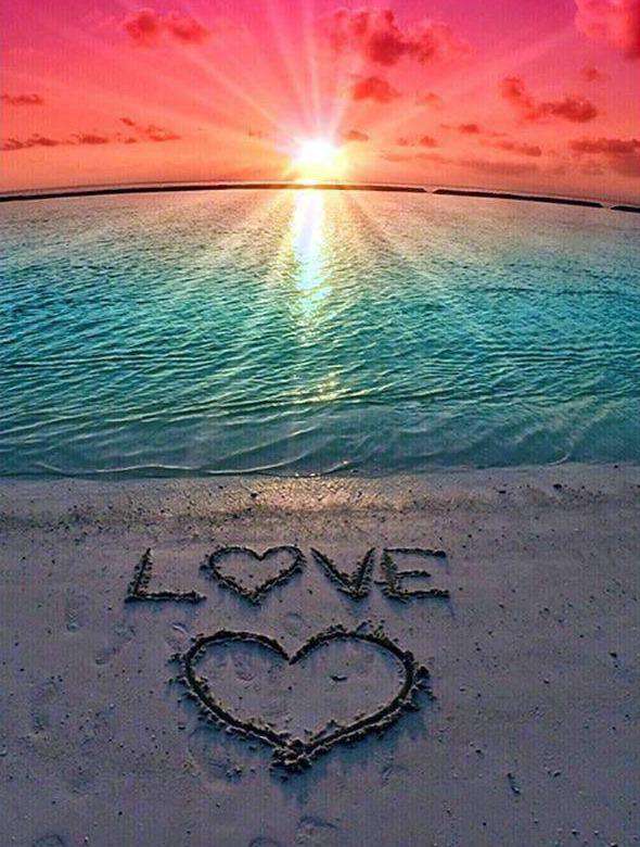 Sonnenuntergang Meer Liebe - Diamond Painting Meeresmotiv