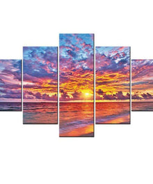 Sonnenuntergang im Meer Pentaptychon - Diamond Painting Meermotiv