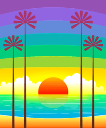 Tropischer Sonnenuntergang - Diamond Painting Meer Motiv
