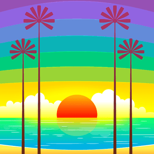 Tropischer Sonnenuntergang - Diamond Painting Meer Motiv