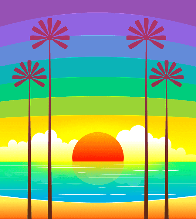 Tropischer Sonnenuntergang - Diamond Painting Meer Motiv