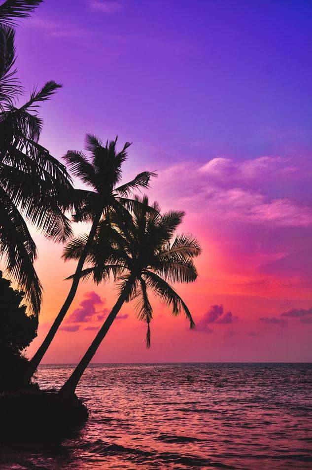 Sonnenuntergang am tropischen Strand - Diamond Painting Meer Motiv