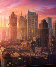 Sonnenaufgang in der Stadt - Diamond Painting Landschaft Motiv