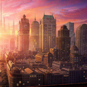 Sonnenaufgang in der Stadt - Diamond Painting Landschaft Motiv
