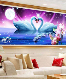 Schwanenherz Großformat - Diamond Painting Schwanmotiv