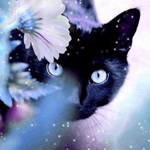 Schwarze Katze - Diamond Painting Katzenmotiv
