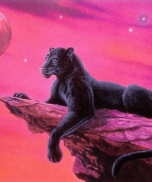 Schwarzer Panther auf einem Felsen - Diamond Painting Tiermotiv