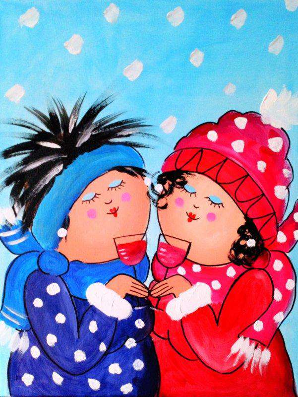 Damen mit Glühwein Diamond Painting Motiv