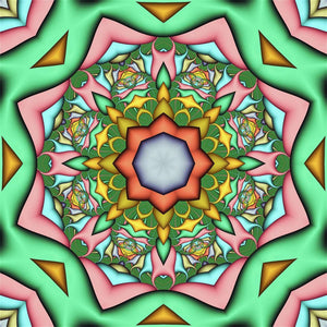 Neongrün und Pink Mandala Diamond Painting Motiv