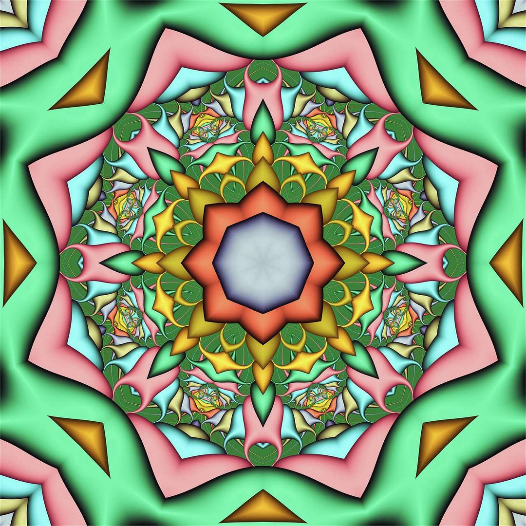 Neongrün und Pink Mandala Diamond Painting Motiv
