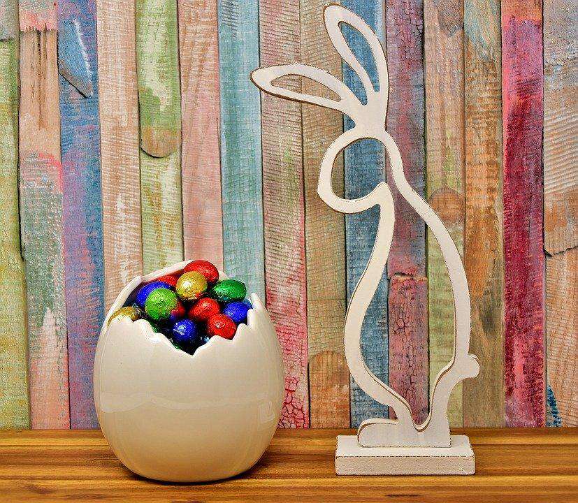 Osterhase aus Holz mit Ostereiern Diamond Painting