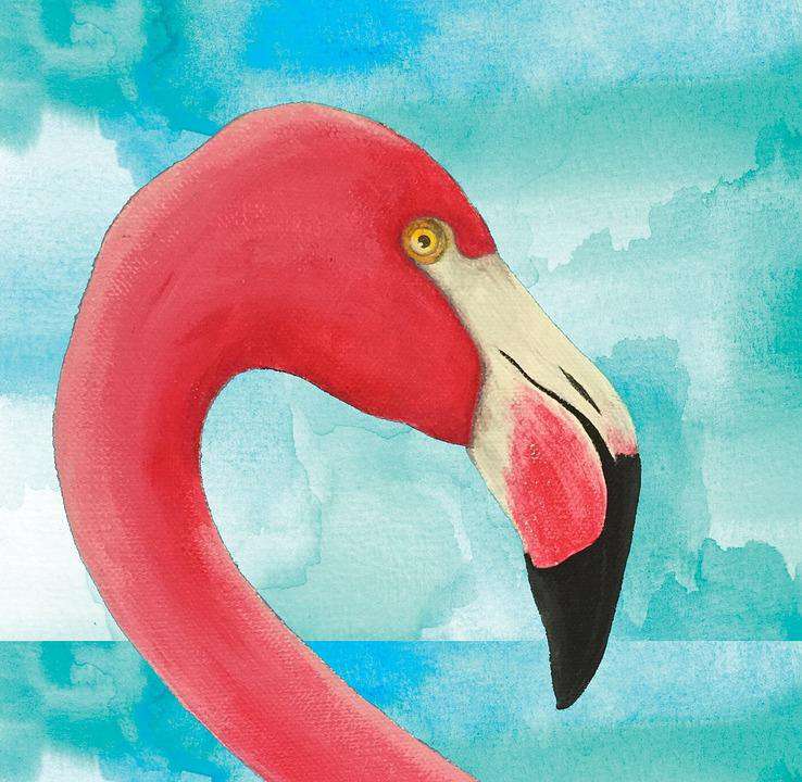Flamingo Cartoonmotiv Diamond Painting mit rosa Vogel