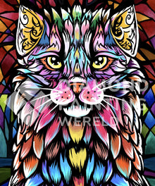 Katzenkontrast Diamond Painting farbiges Katzenporträt