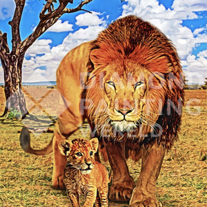 Löwe und Junges Diamond Painting