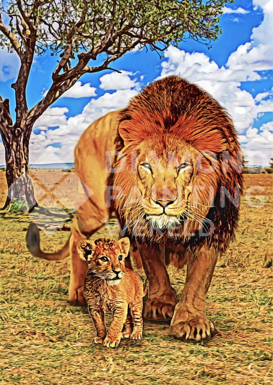 Löwe und Junges Diamond Painting