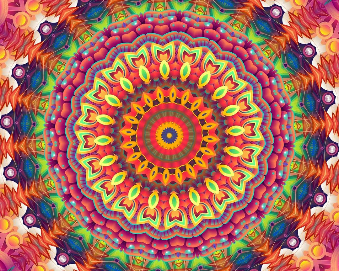 Farbenfrohes Mandala Diamond Painting mit Kreisornament