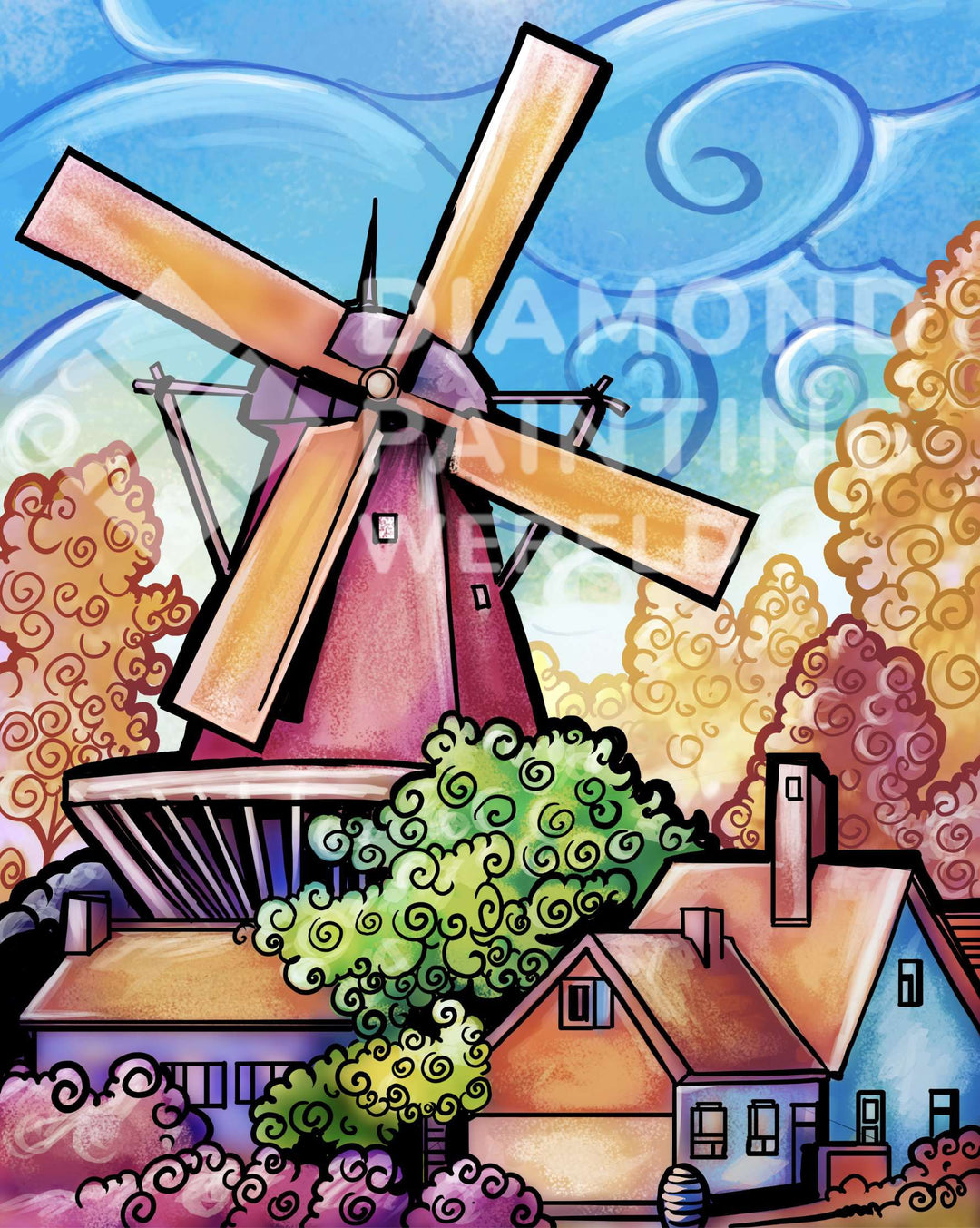 Holländische Windmühle Diamond Painting