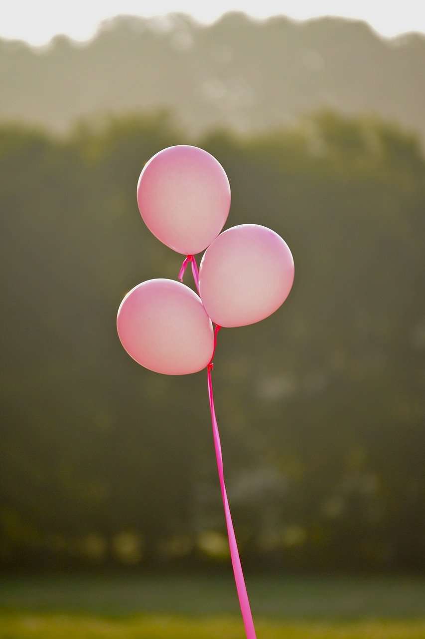 Rosa Ballons Diamond Painting mit drei pinken Ballons
