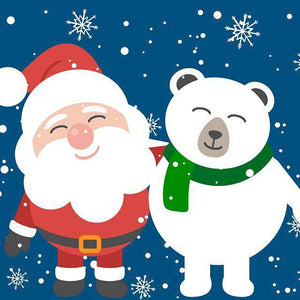 Weihnachtsmann und Eisbär Diamond Painting