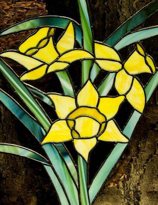 Gelbe Narzissen Glasbild Diamond Painting Motiv